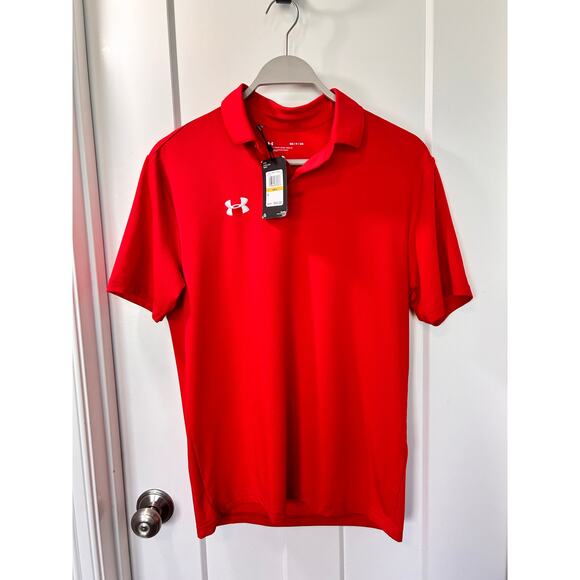 NWT Under Armour Men's Short Sleeve Loose Fit Polo Performance Golf Red Size SM - Picture 1 of 10